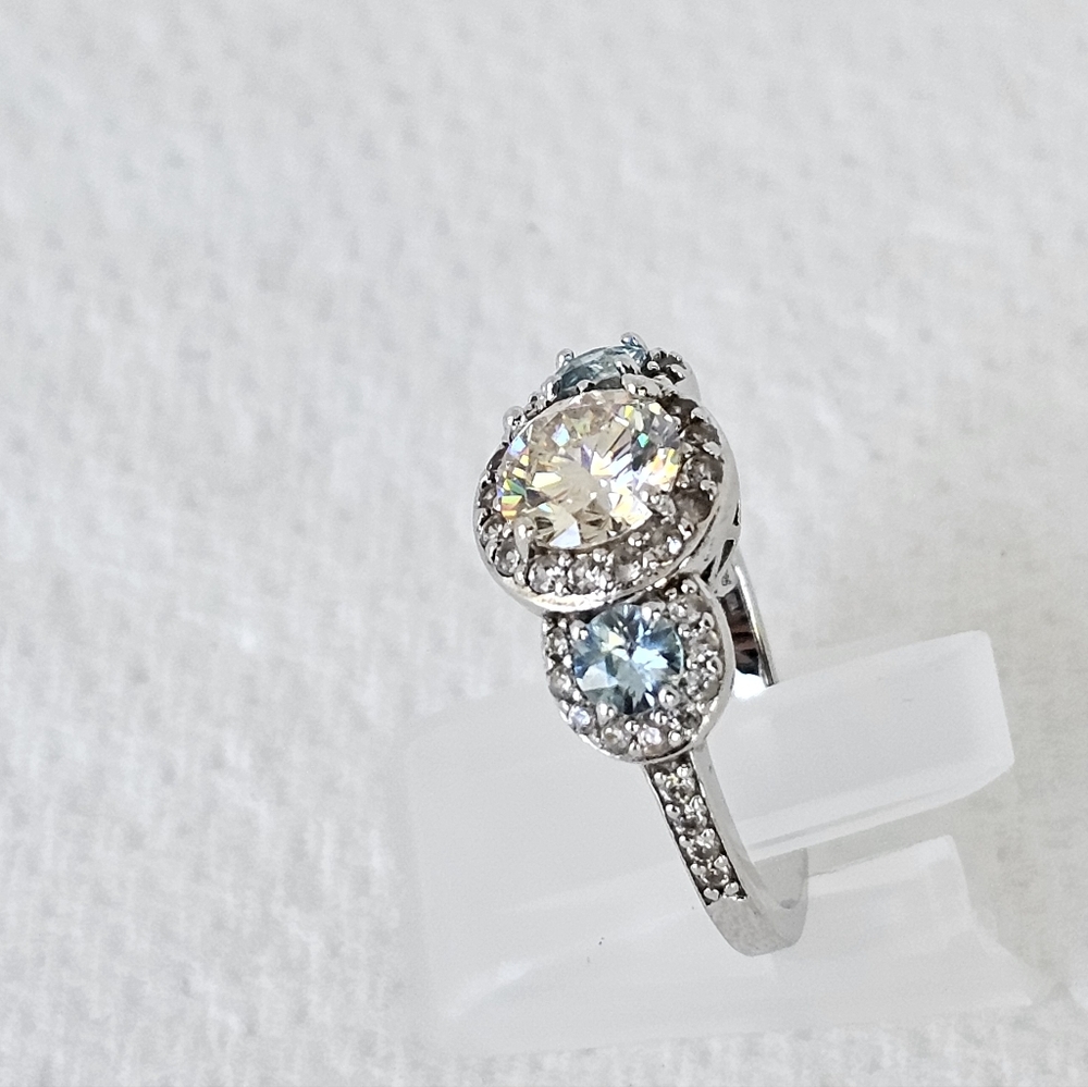 Rare Strontium Titanate & Blue Topaz Ring Sterling Silver Size 7! - Picture 5 of 11